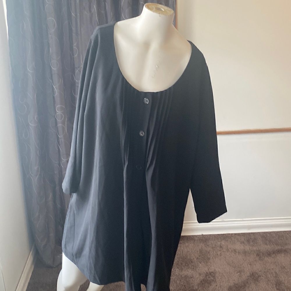 Monroe & Main Black 3/4 sleeves pleated front Tunic jacket, size 18W